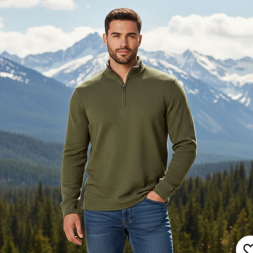 Wrangler Large Olive Quarter-Zip Sweater